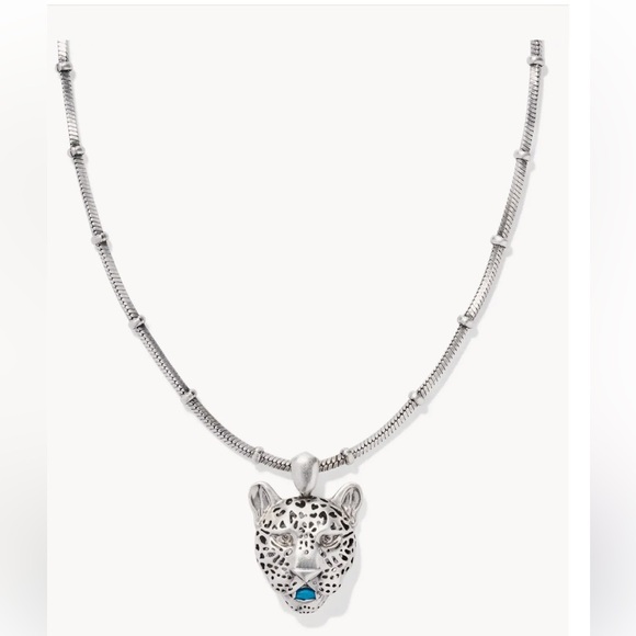 Kendra Scott Maura Vintage Silver Jaguar Short Pendant Necklace - Picture 1 of 3